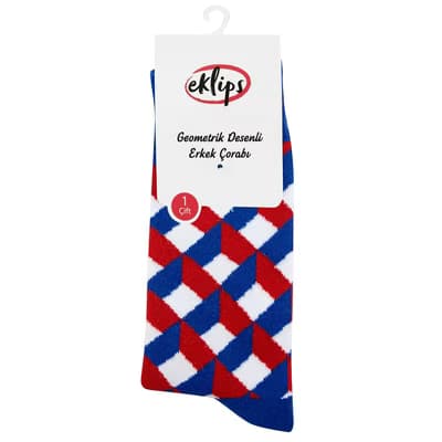 Eklips Geometrik Desenli Erkek Çorabı - Gratis
