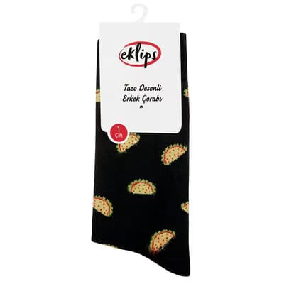 Eklips Taco Desenli Erkek Çorap - Gratis
