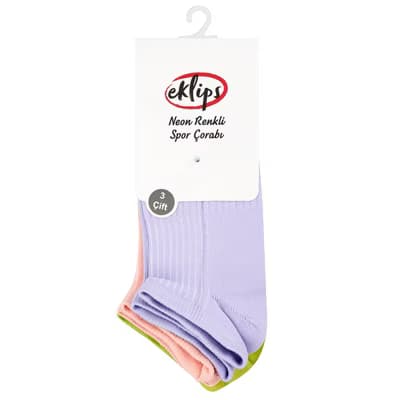 Eklips Renkli Spor Çorabı 3'lü - Gratis