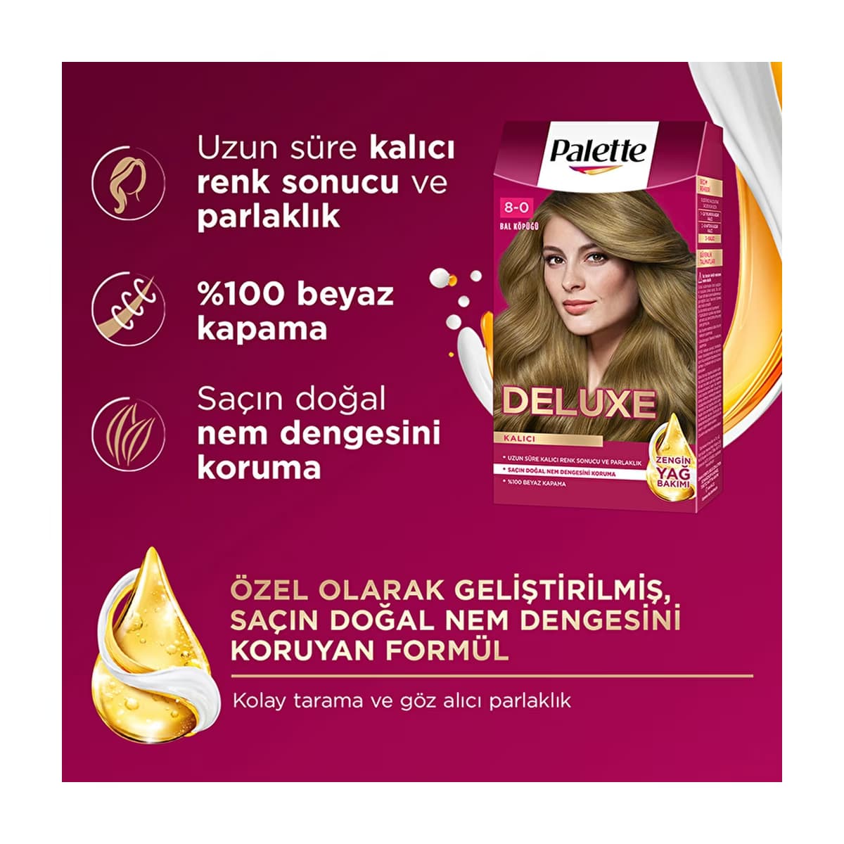 Palette Deluxe Saç Boyası 8-0 Bal Köpüğü - Gratis 3