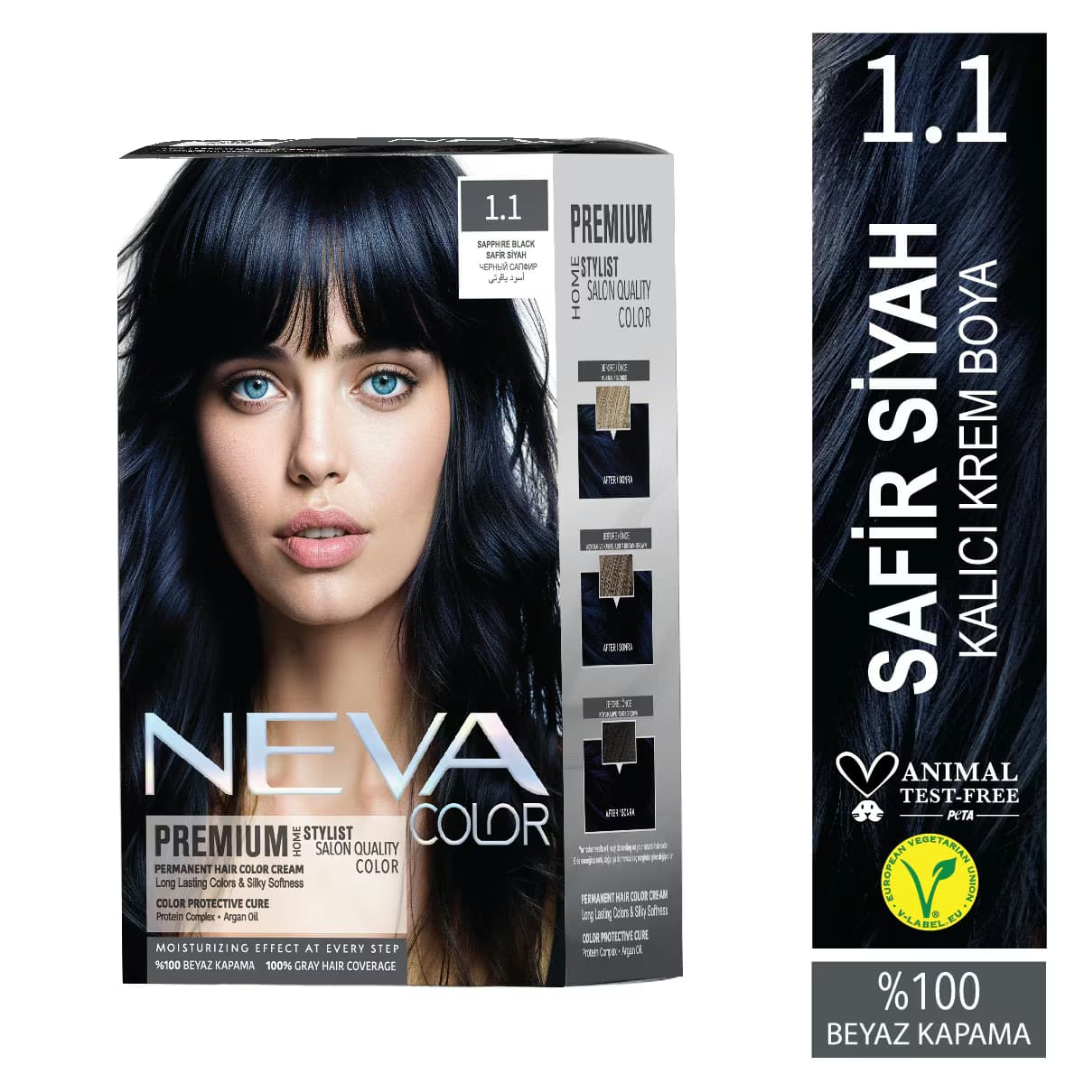 Neva Color Premium Saç Boyası Koyu Siyah 1.1