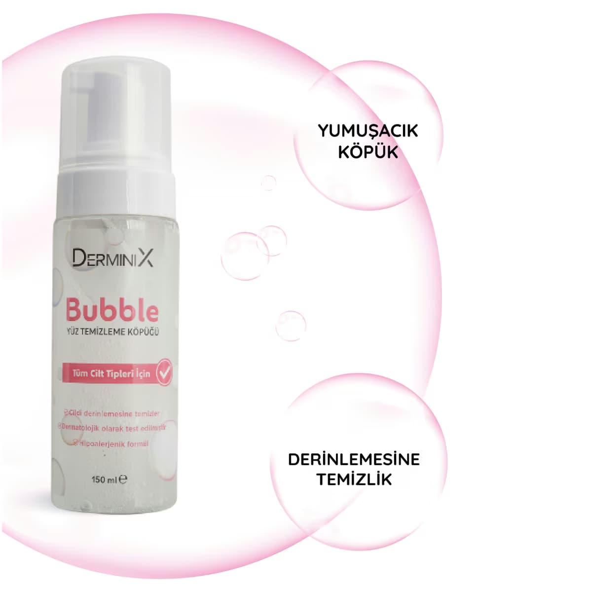 Derminix Bubble Yüz Temizleme Köpüğü 150 ml 3