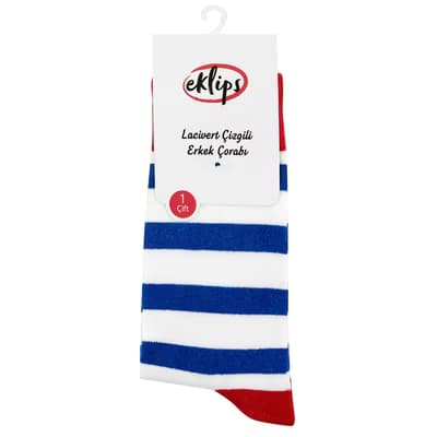 Eklips Lacivert Çizgili Erkek Çorap - Gratis