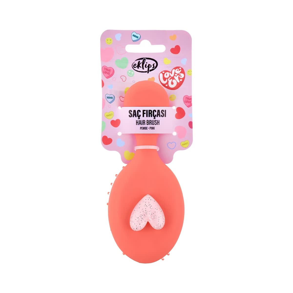 Eklips Kalp Charmlı Pembe Saç Fırçası - Gratis 2
