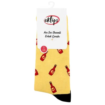 Eklips Acı Sos Desenli Erkek Çorap - Gratis