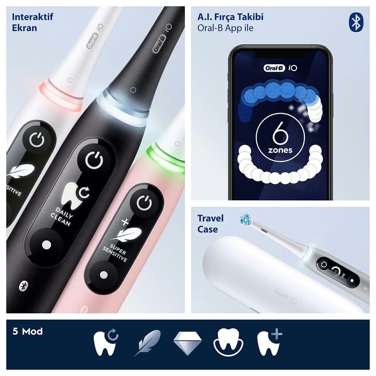Oral-B iO6 Şarjli Diş Fırçası Siyah 3