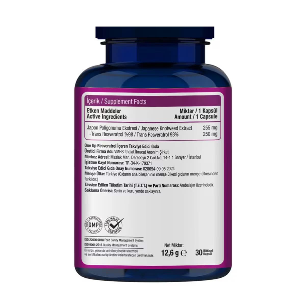 One Up Resveratrol 30 Kapsül 2