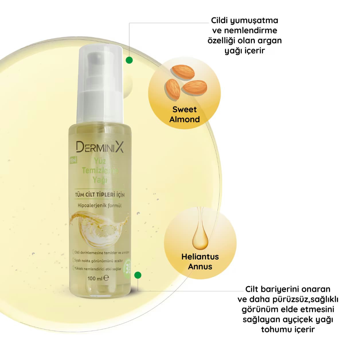 Derminix Yüz Temizleme Yağı 100 ml 3
