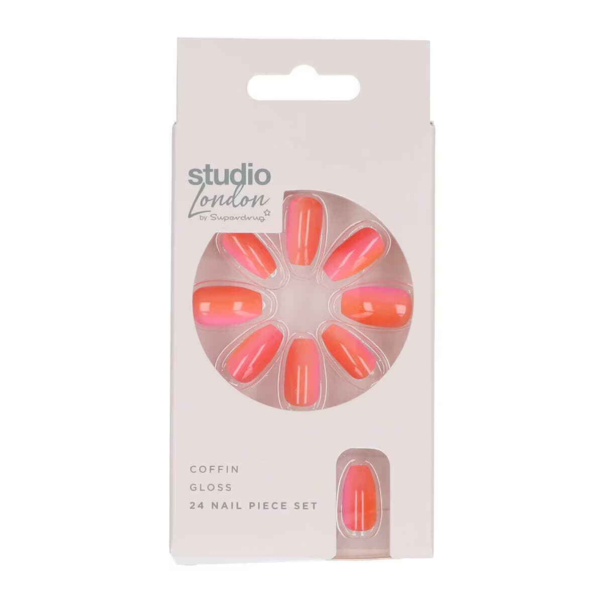 Superdrug Studio Takma Tırnak Ombre Coral 2