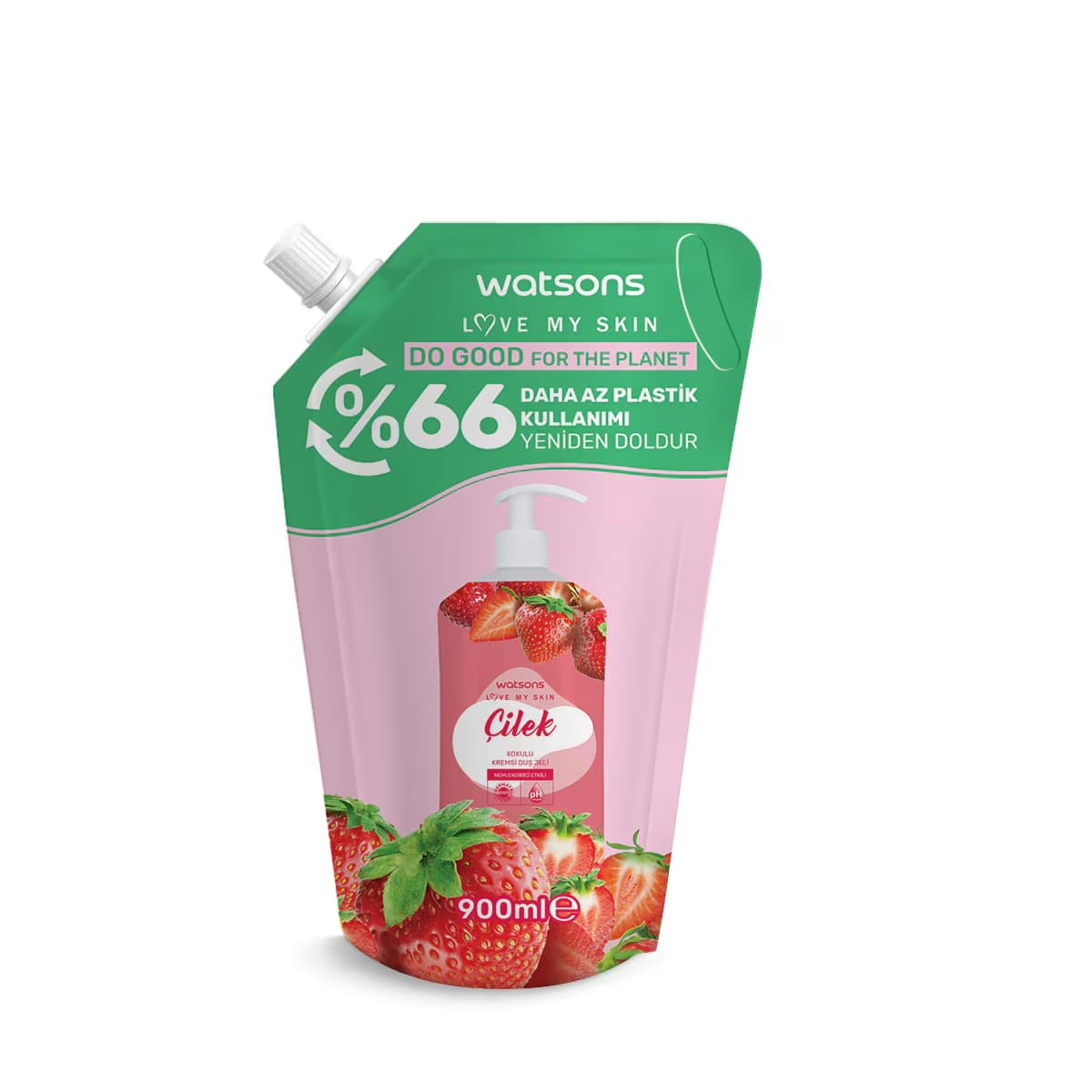 Watsons Kremsi Duş Jeli Çilek Refill 900 ml 2