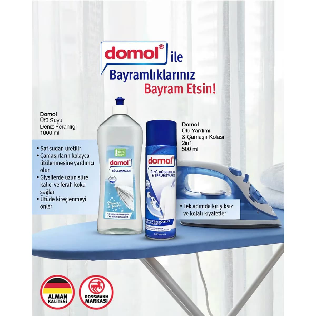 Domol Ütü Yardımı&Çamaşır Kolası 2in1 500 ml 2