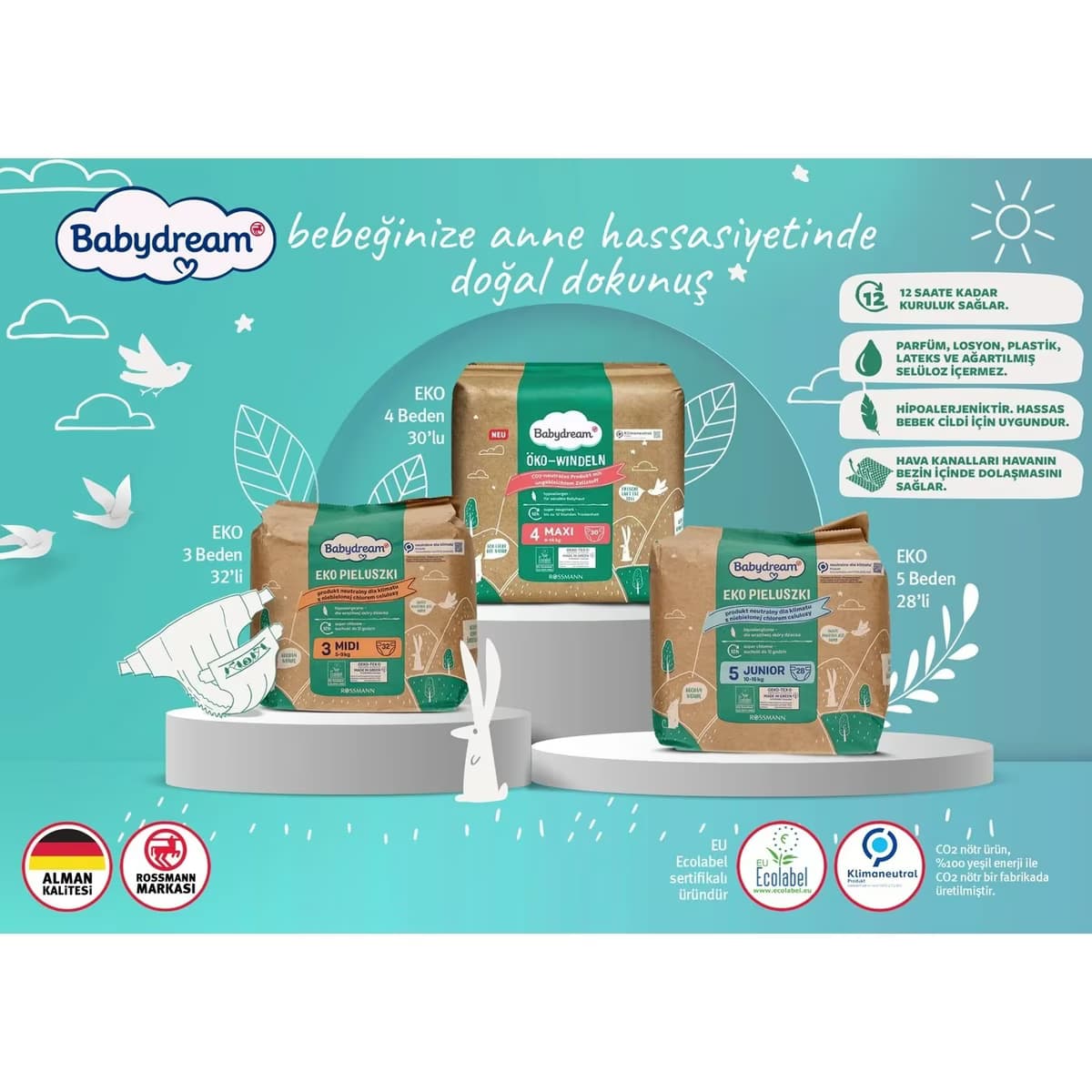 Babydream Bebek Bezi Eko 3 Beden 32'li 3