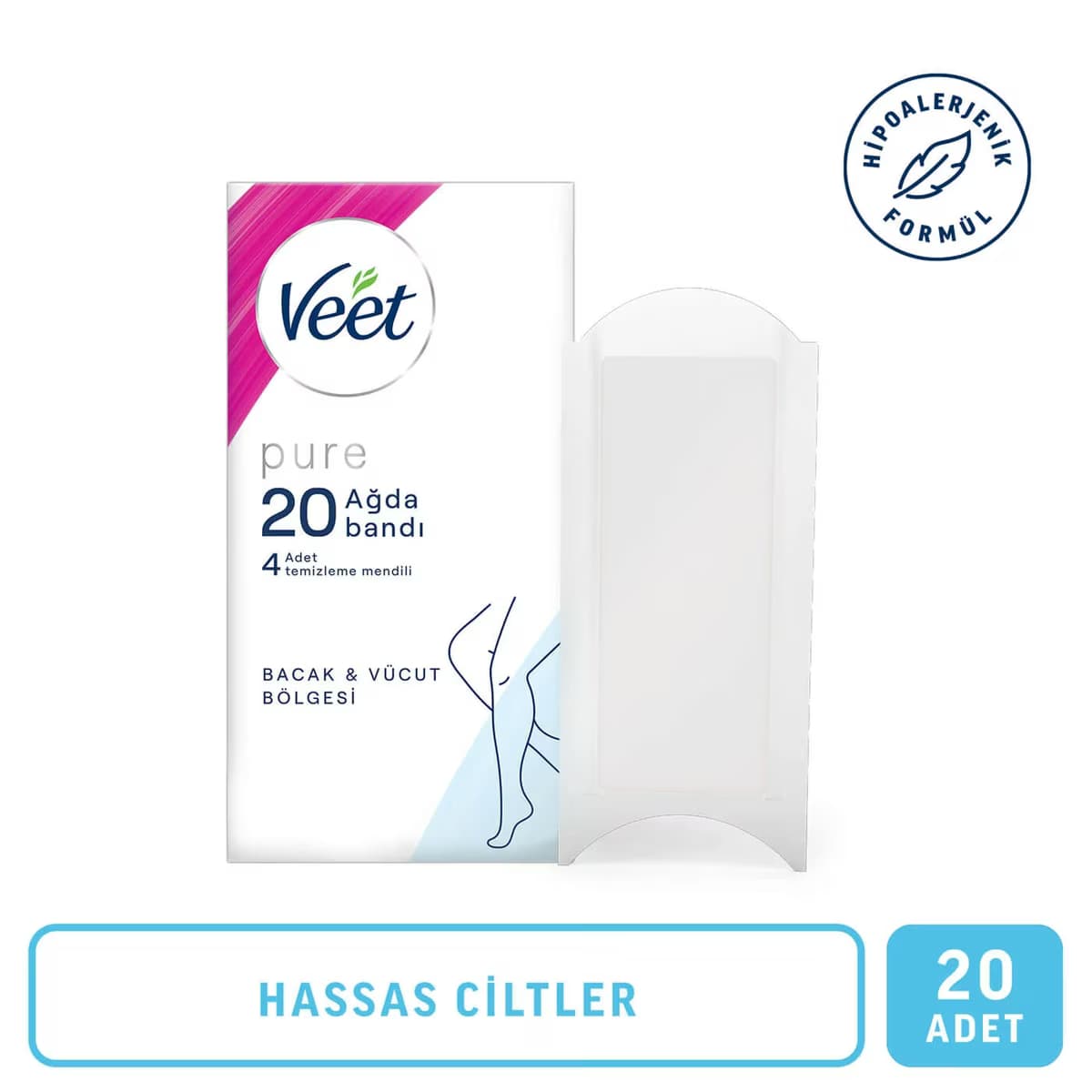 Veet Pure Ağda Bandı Bacak&Vücut 20'li 2