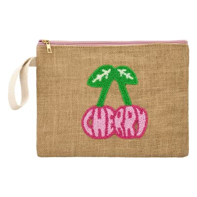 Eklips Cherry Nakış Jut Clutch Çanta - Gratis