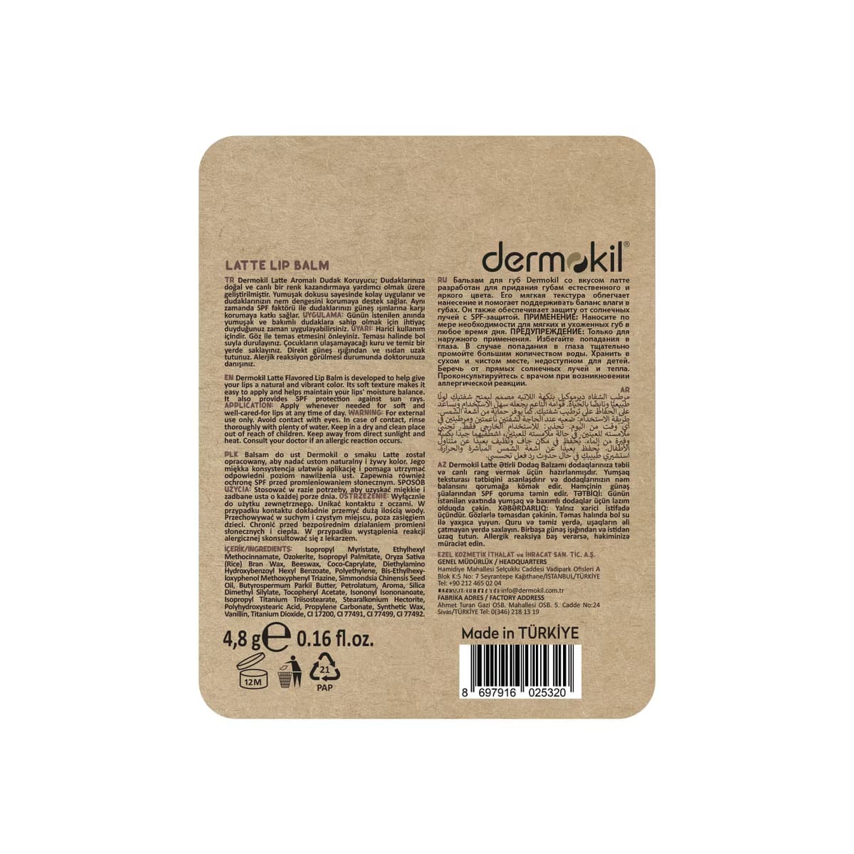 Dermokil Latte Lip Balm 4,8 gr - Gratis 2