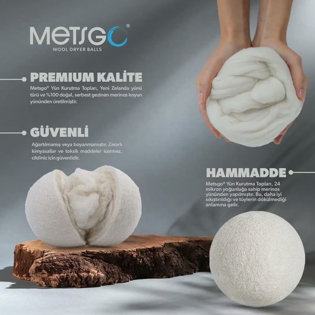 Metsgo Yün Kurutma Topu 3'lü 5