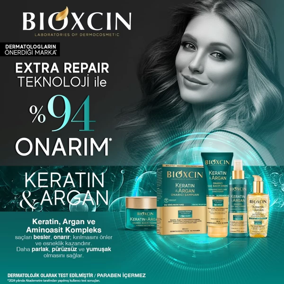 Bioxcin Saç Bakım Yağı Keratin&Argan 150 ml 3