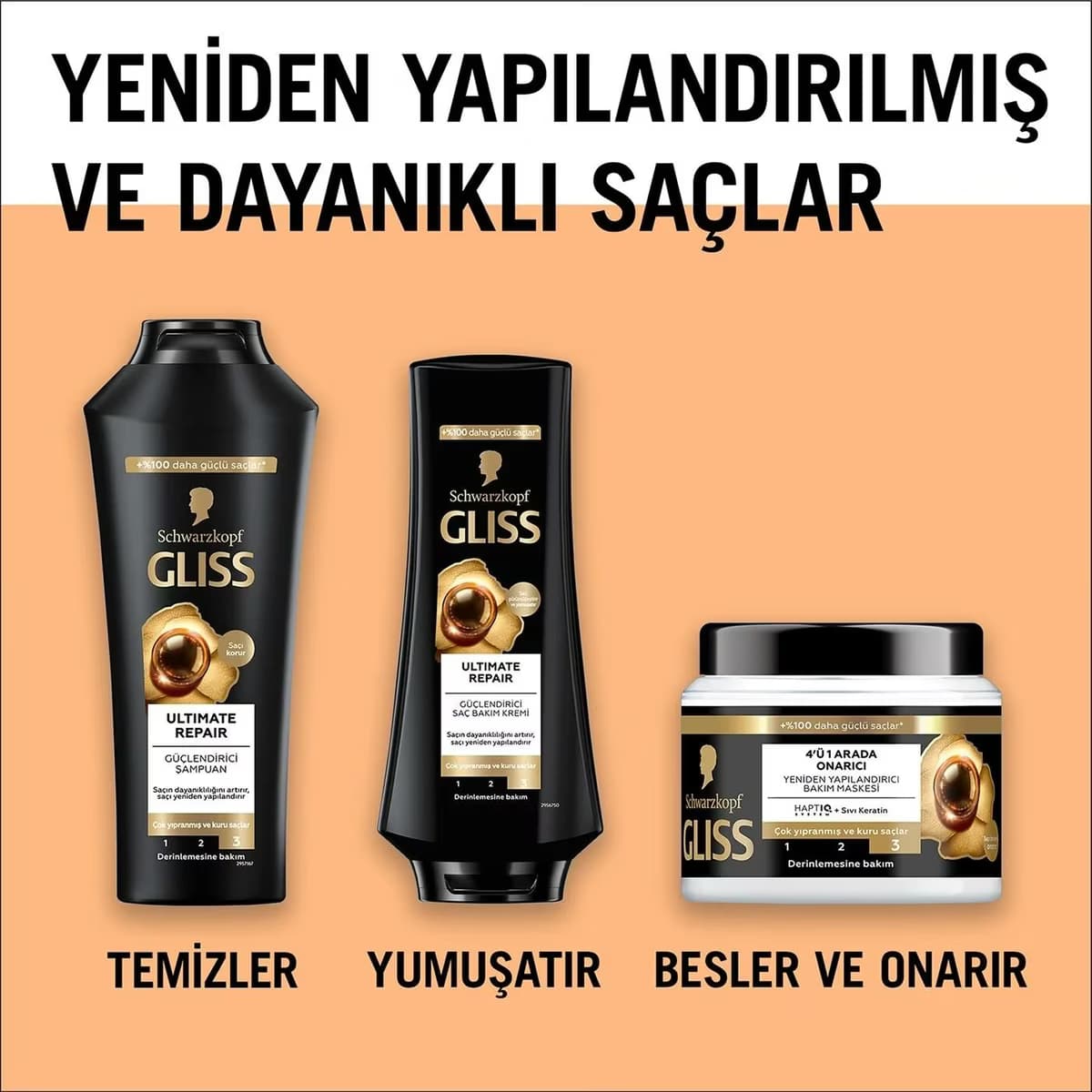 Gliss Sıvı Saç Kremi Ultimate Repair 200 ml 3