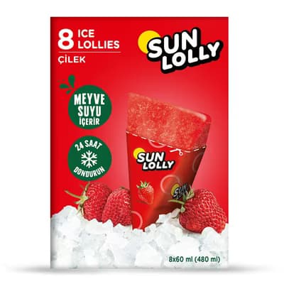 Sun Lolly Çilek Aromalı Su Buzu 8x60 ml