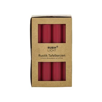 Rubin Licht Rustik Çubuk Mum Bordo 8'li