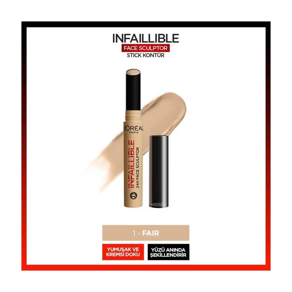 Loreal Paris Infaillible Face Sculpter Stick Kontür 1 Fair - Gratis