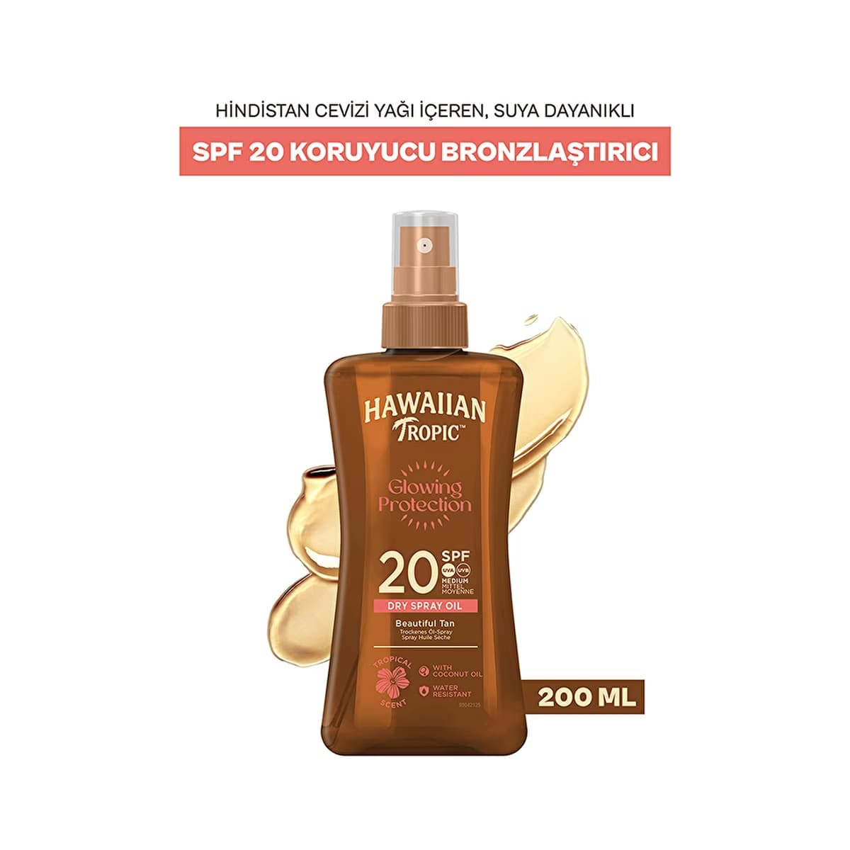 Hawaiian Tropic Glowing Protection Dry Spray Oil SPF20 Koruyucu & Bronzlaştırıcı Yağ 200 ml - Gratis