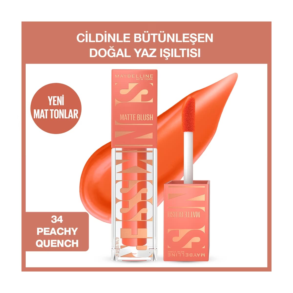 Maybelline New York Sunkisser Hazy Matte Likit Allık 34 Peachy Quench - Gratis