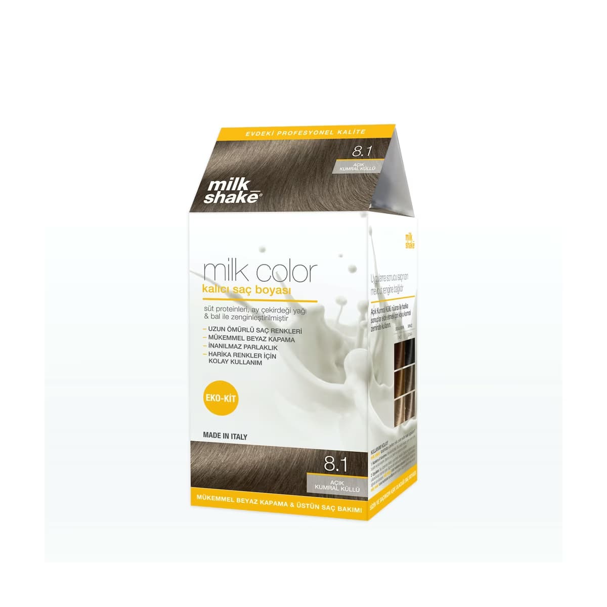 milk_shake Milk Color Eko Kalıcı Saç Boyası Seti 8.1 Açık Kumral Küllü - Gratis