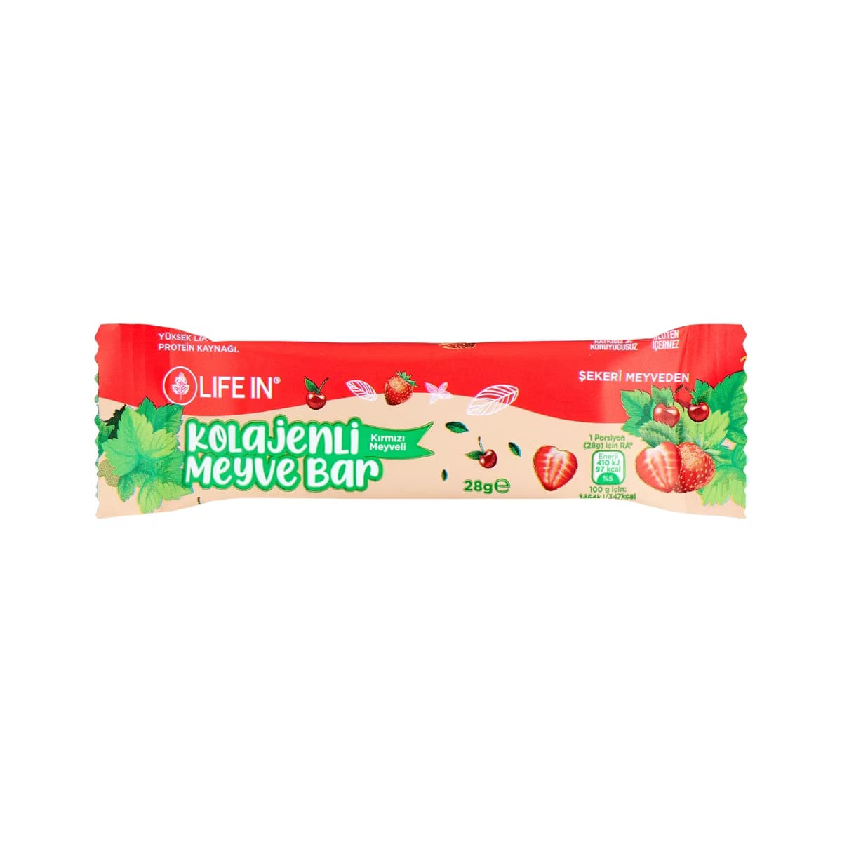 Life In Kırmızı Meyveli Kolajen Bar 28 gr - Gratis