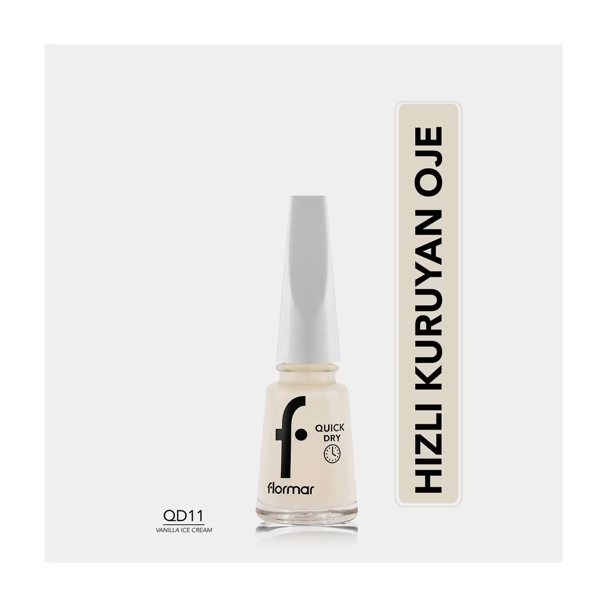 Flormar Quick Dry Hızlı Kuruyan Yoğun Pigmentli Oje 011 Vanilla Ice Cream - Gratis