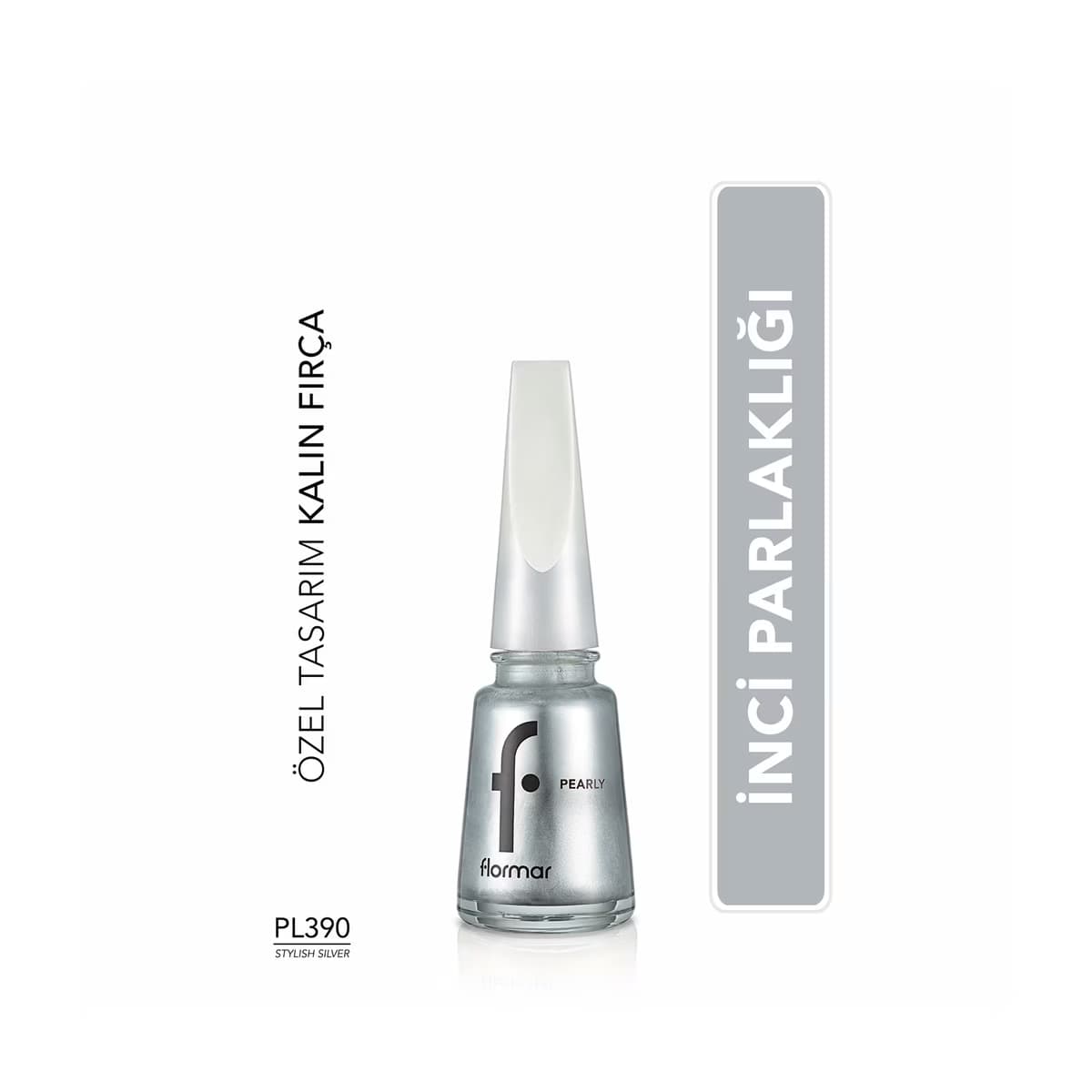 Flormar Pearly Yoğun Pigmentli ve Sedef Yansımalı Oje 390 Stylish Silver - Gratis