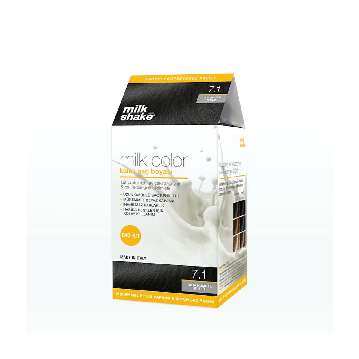 milk_shake Milk Color Eko Kalıcı Saç Boyası Seti 7.1 Orta Kumral Küllü - Gratis