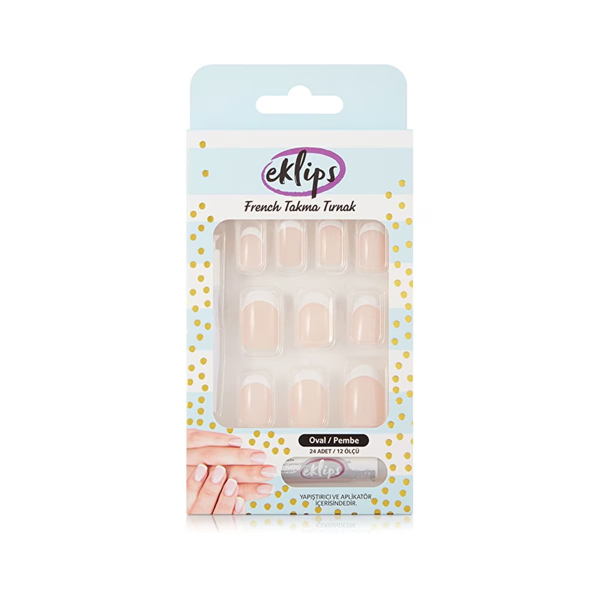 Eklips Takma Tırnak French Pembe Oval 24'lü - Gratis