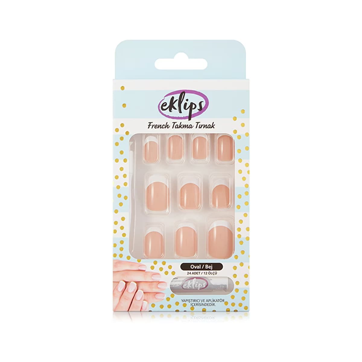 Eklips Takma Tırnak French Bej Oval 24'lü - Gratis