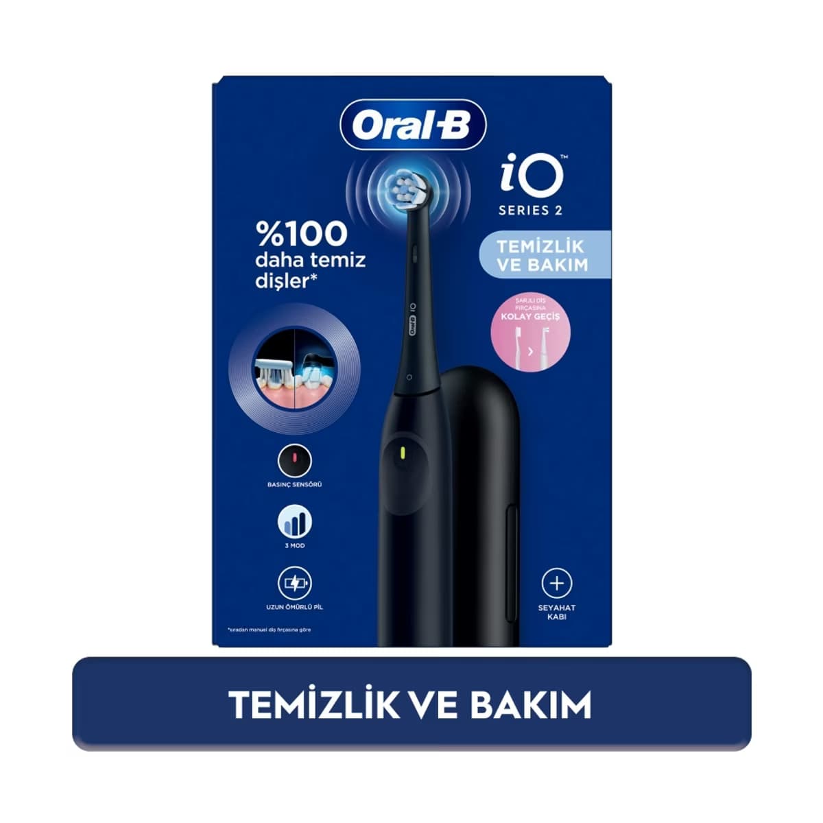 Oral-B iO Series 2 Siyah Diş Fırçası + Seyahat Kabı - Gratis
