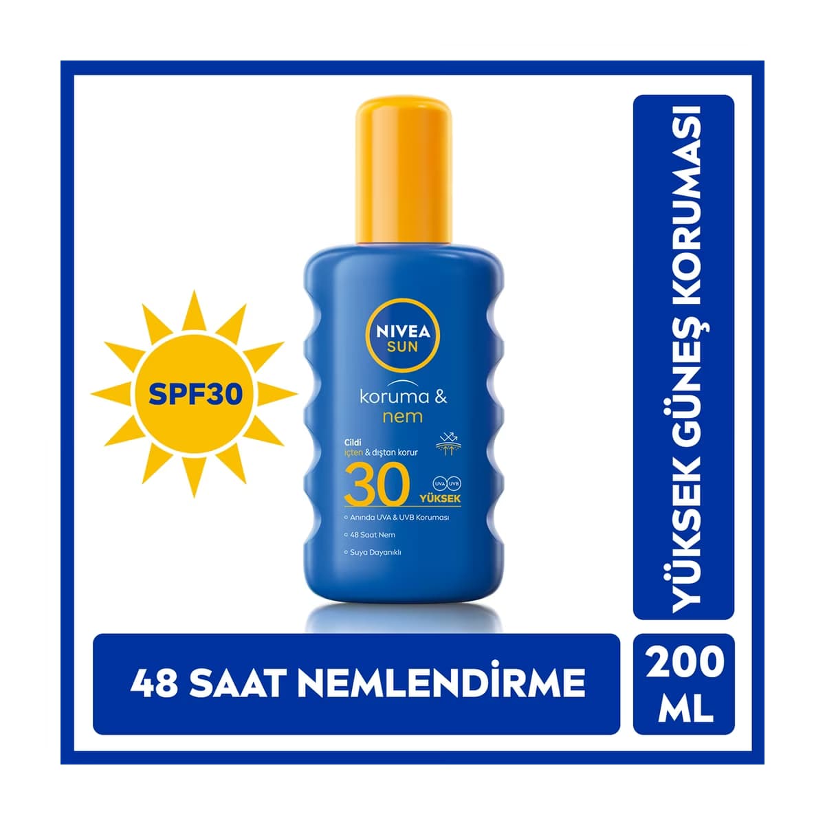 Nivea Sun SPF30 Yüksek Güneş Koruyucu ve Nemlendirici Vücut Spreyi 200 ml - Gratis