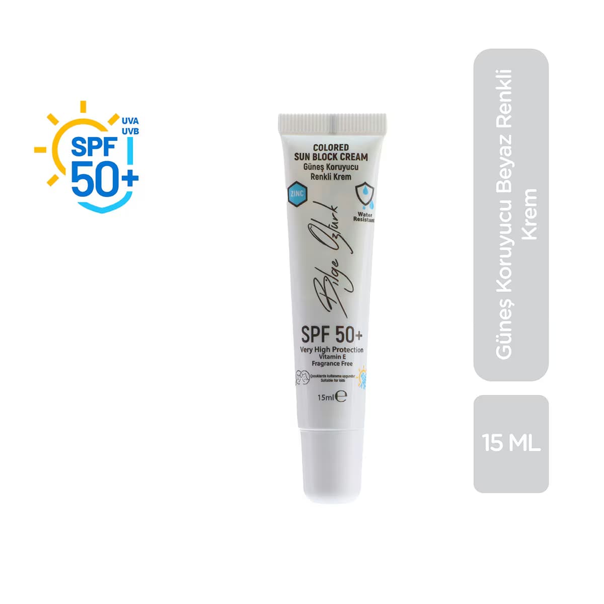 Bilge Öztürk Renkli Güneş Koruyucu Krem Beyaz Spf50 15 ml