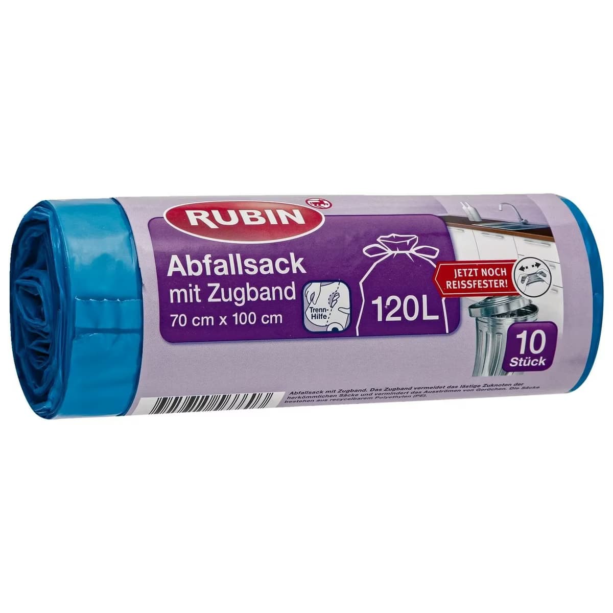 Rubin Çöp Torbası Çekme Bantlı - 120 Litre 70X100 cm 10'lu