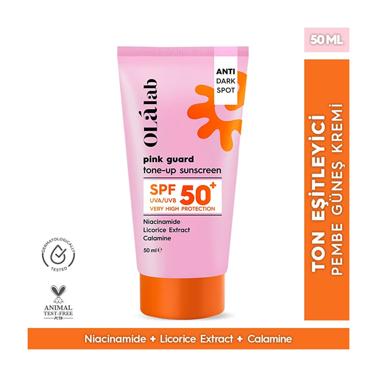 Olalab Aydınlatıcı Ton Eşitleyici SPF 50+ Yüksek UV Koruma Pembe Yüz Güneş Kremi 50 ml - Gratis