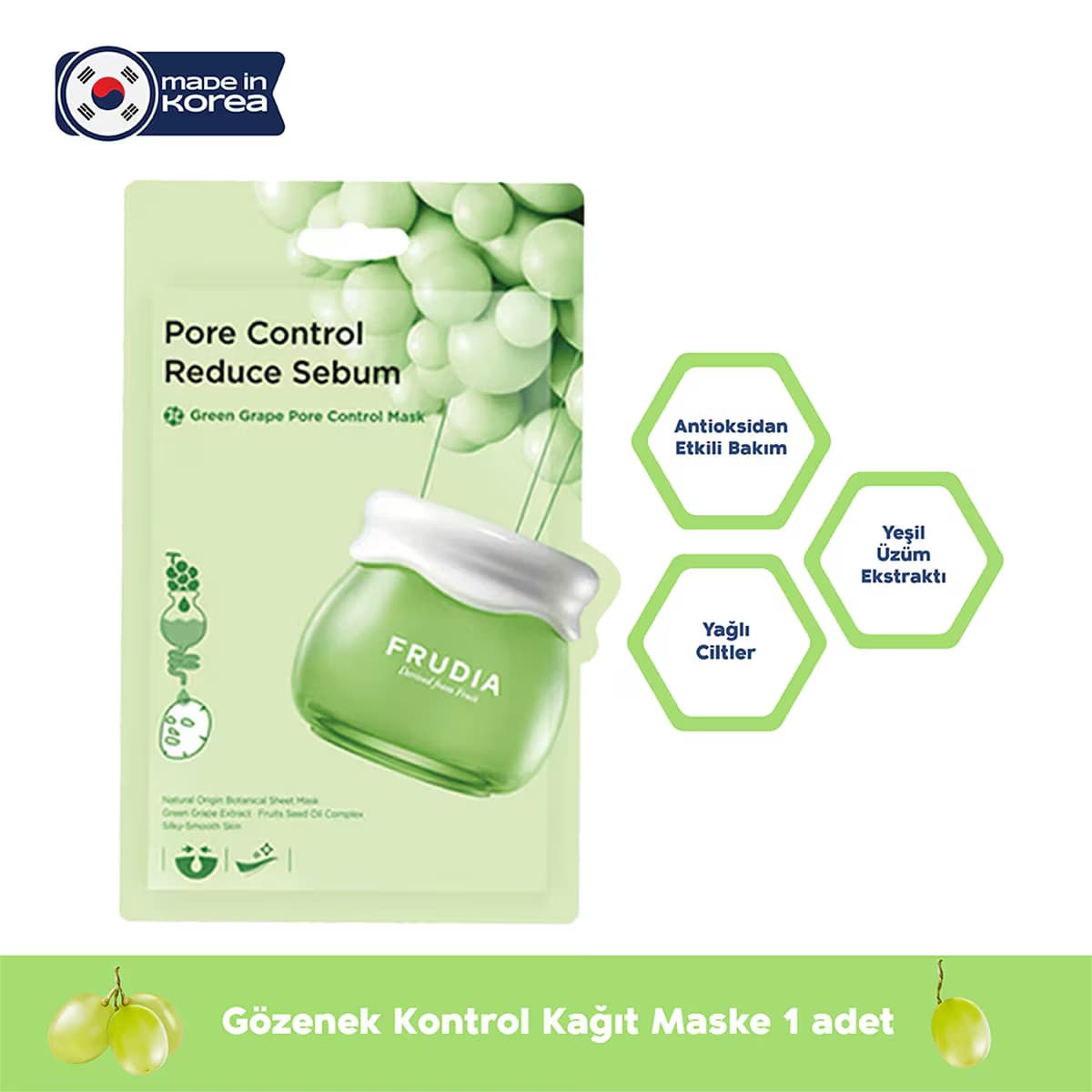 Frudia Green Grape Gözenek Kontrol Yüz Maskesi 1 Adet