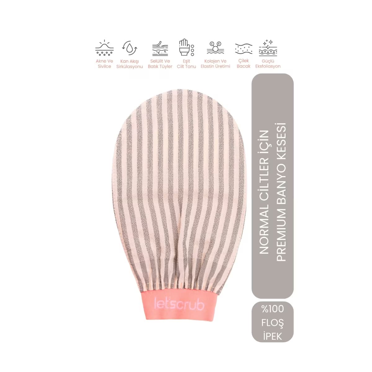 Let'scrub Premium Zebra Gri Banyo Kesesi - Gratis