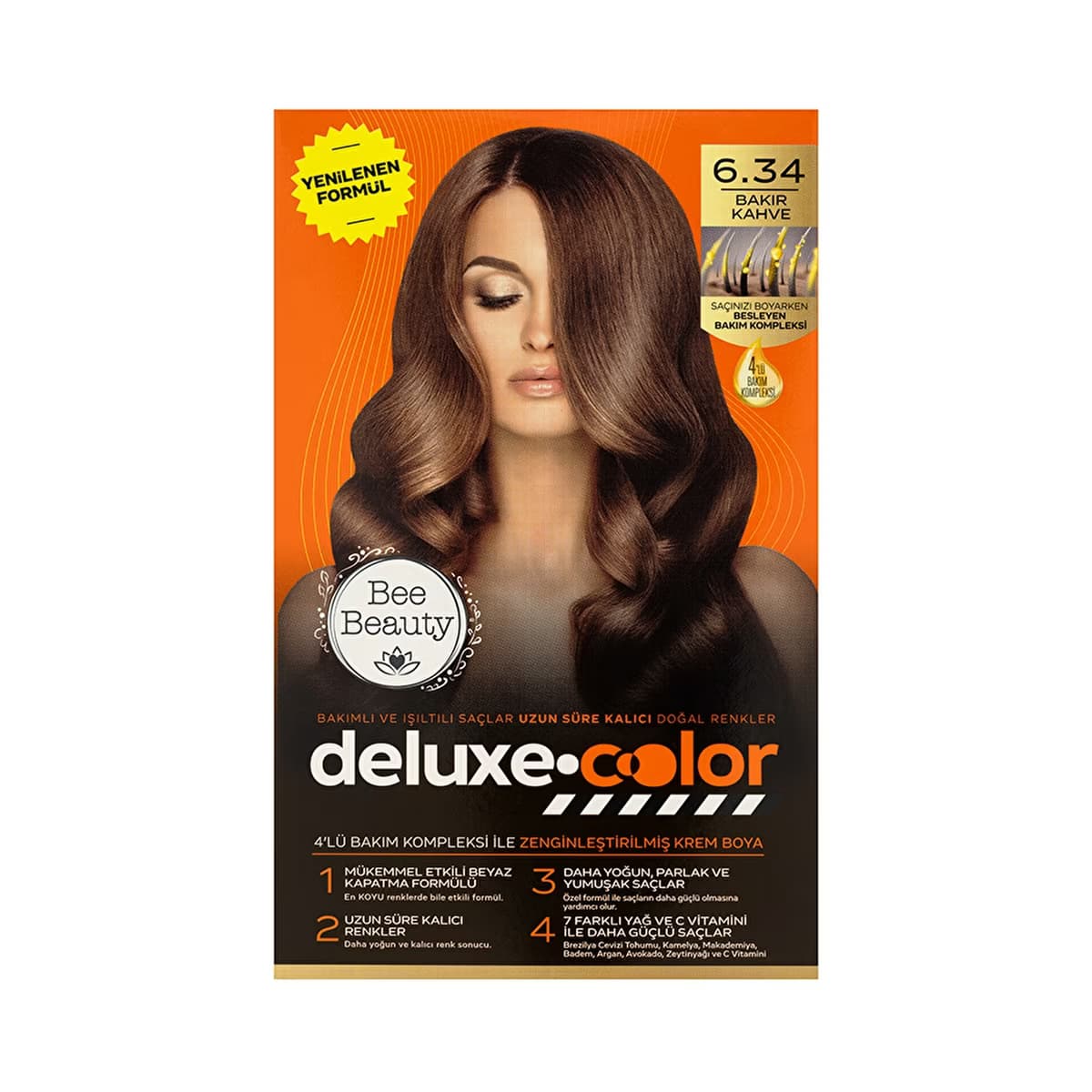 Bee Beauty Deluxe Color Kit Saç Boyası 6.34 Bakır Kahve - Gratis