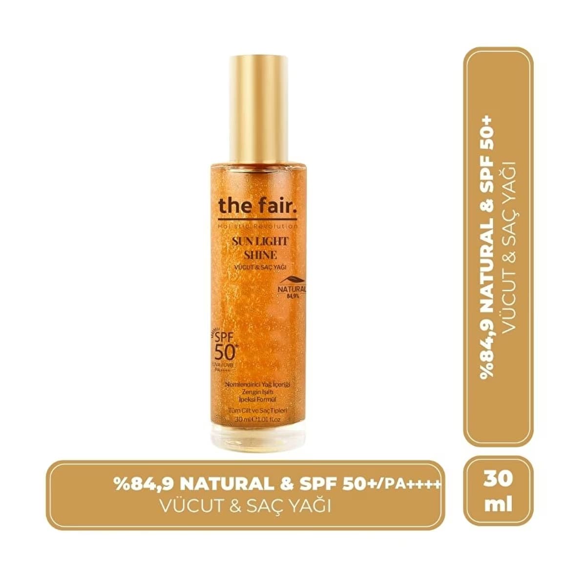 the fair. Sun Light Shine SPF50/PA Parıltılı Güneş Koruyucu Vücut ve Saç Yağı 30 ml - Gratis