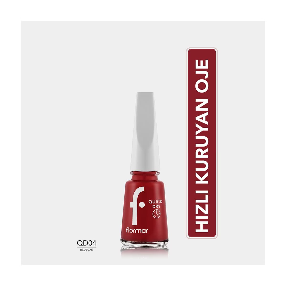 Flormar Quick Dry Hızlı Kuruyan Yoğun Pigmentli Oje 004 Red Flag - Gratis