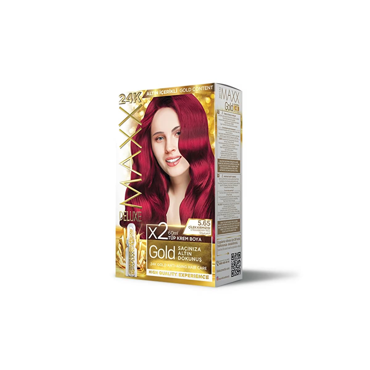 Maxx Deluxe Golden Beauty Saç Boyası 5.65 Çilek Kırmızısı - Gratis