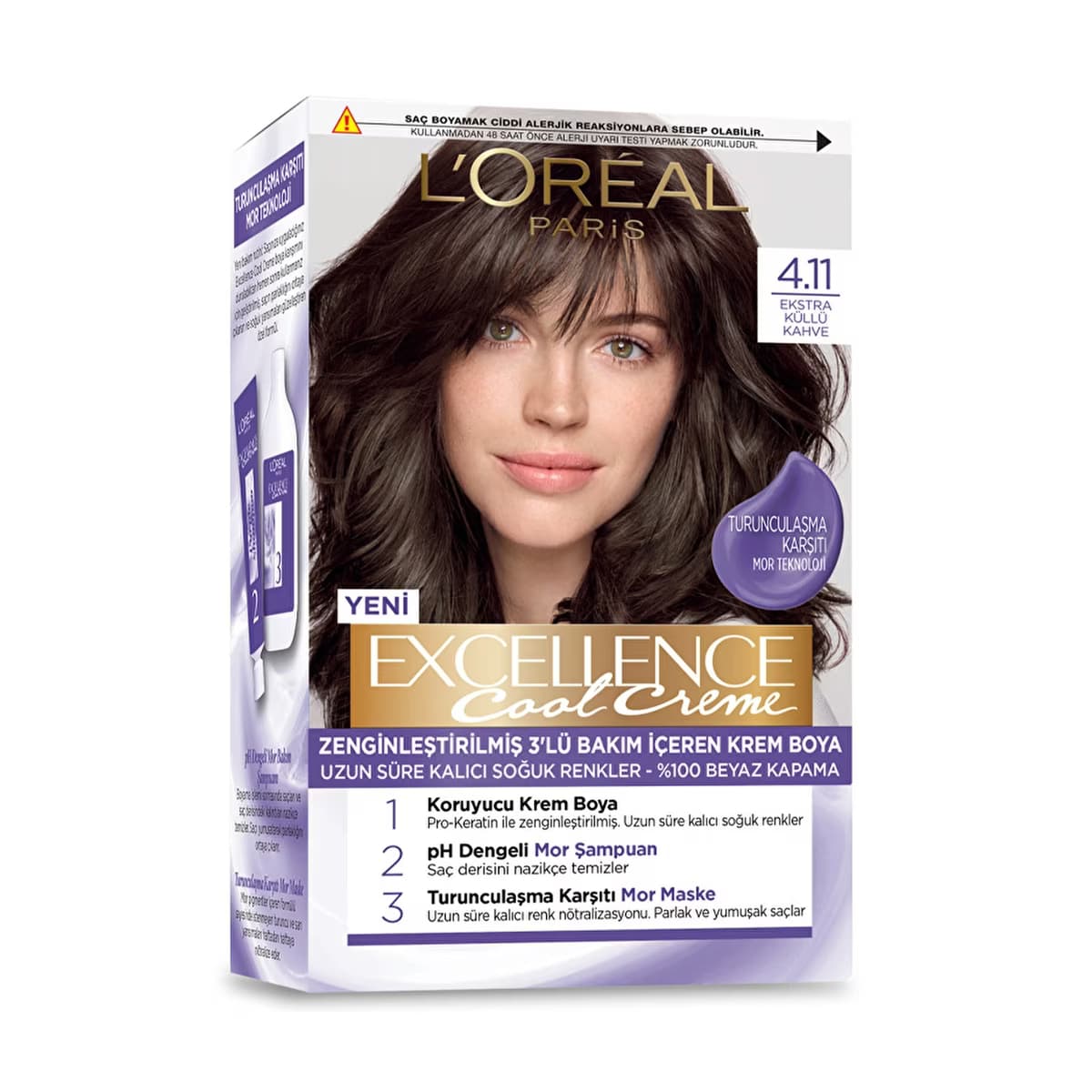 Loreal Paris Excellence Cool Creme Saç Boyası 4.11 Ekstra Küllü Kahve - Gratis