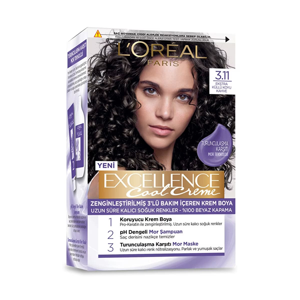 Loreal Paris Excellence Cool Creme Saç Boyası 3.11 Ekstra Küllü Koyu Kahve - Gratis