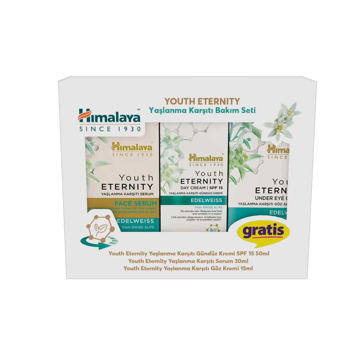Himalaya Youth Eternity Yılbaşı Gündüz Cilt Bakım Seti (Gündüz Kremi 50 ml + Serum 30 ml + Göz Kremi 15 ml) - Gratis