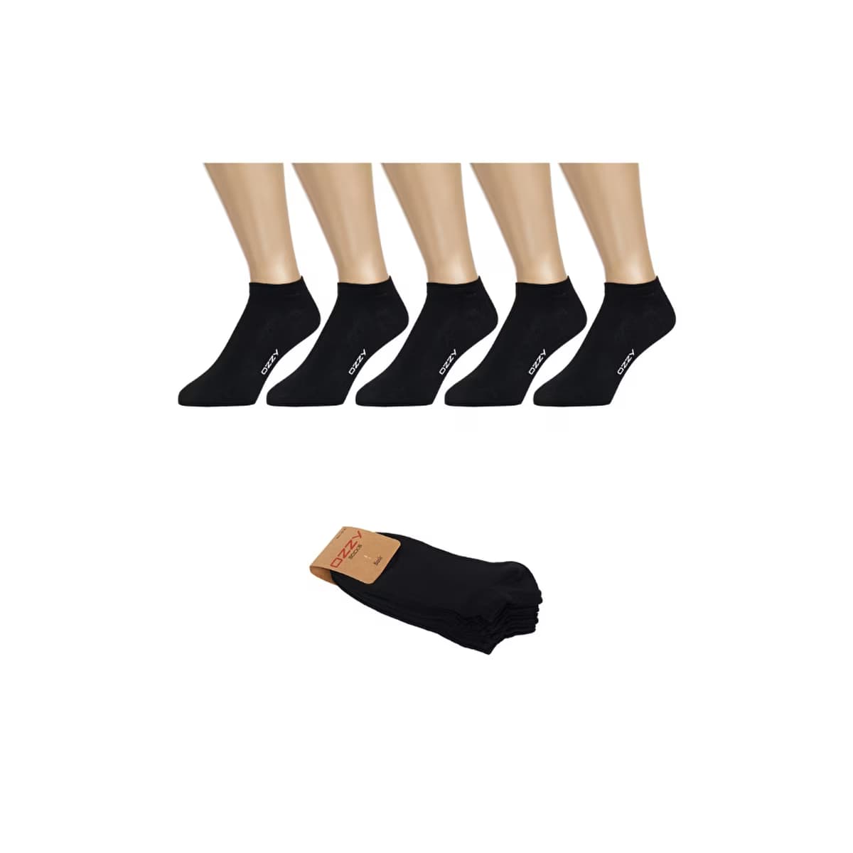 Ozzy Socks Kadın 5'li Dikişsiz Pamuklu Patik Çorap Siyah 36/40 - Gratis