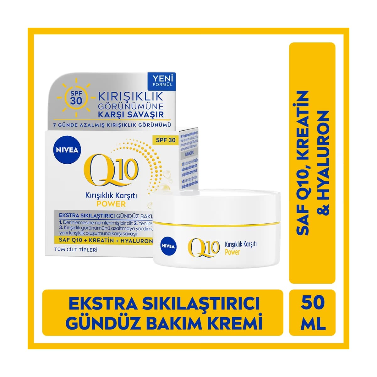 Nivea Q10 Power Kırışıklık Karşıtı ve Sıkılaştırıcı Gündüz Yüz Bakım Kremi 50 ml - Gratis